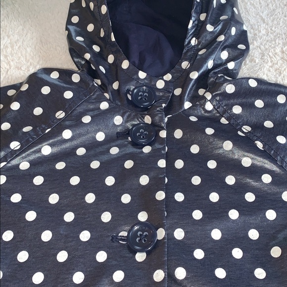 GAP Dark Midnight Hooded Raincoat Jacket Girls Polka Dots 8 *AS IS - Picture 11 of 13